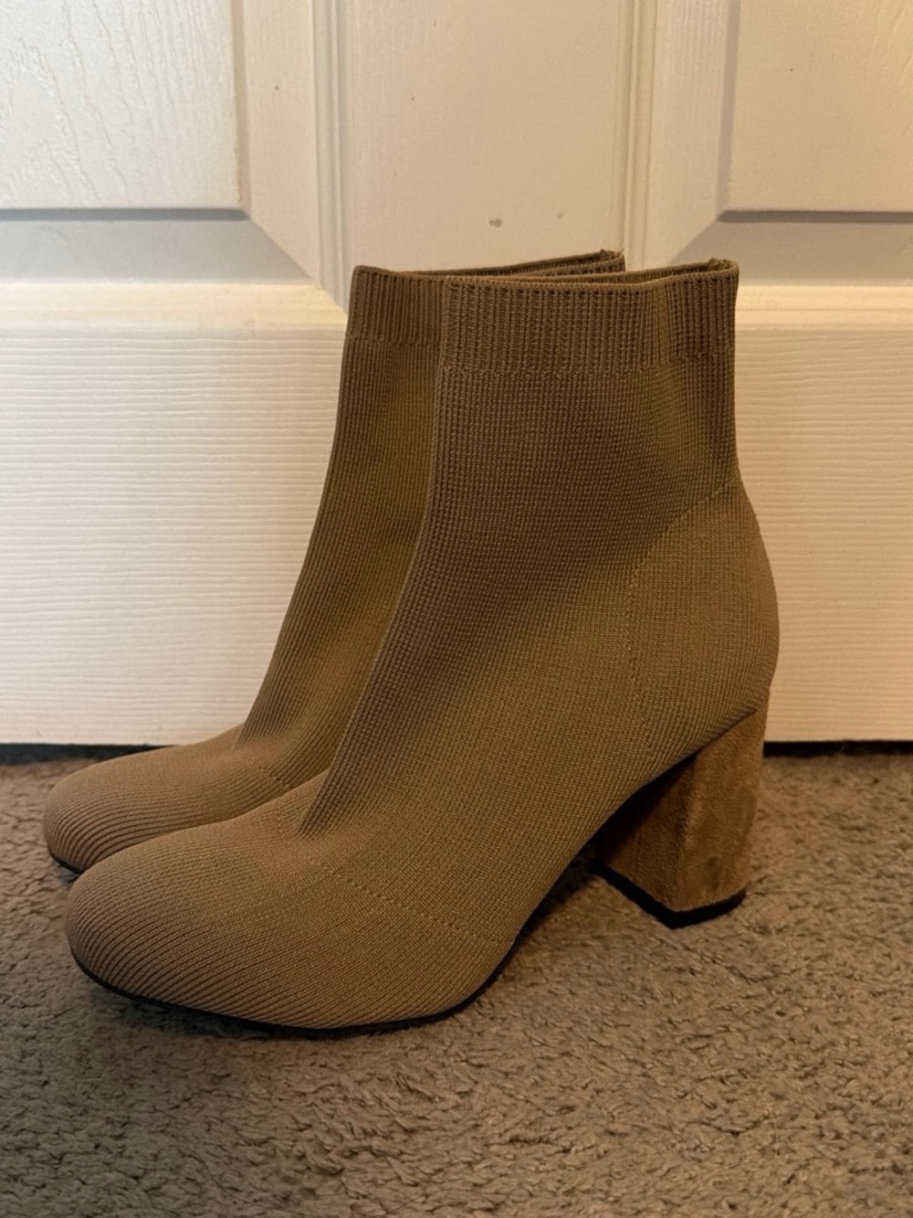 Knit Sock Ankle Boots in Taupe